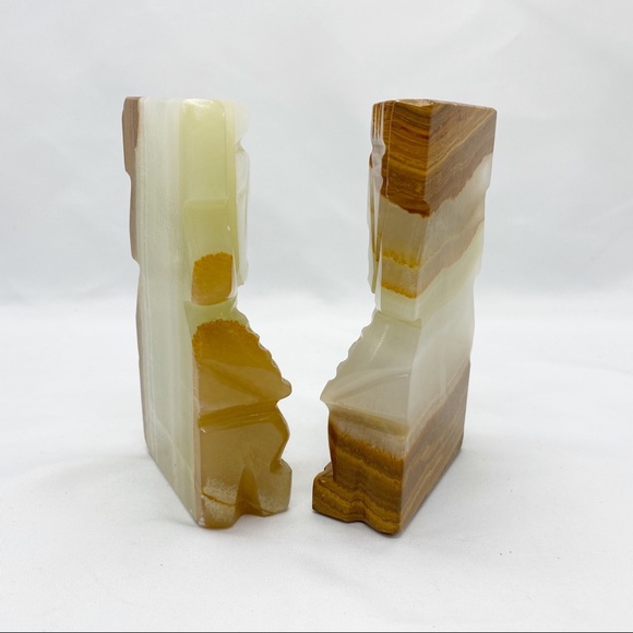 Vintage Carved Aztec Mayan Onyx Stone Bookends - Picture 3 of 5